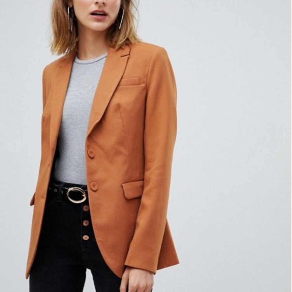 Stradivarius Cognac Caramel Brown Blazer